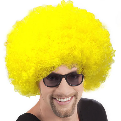 Clown Wig Afro Puff Wigs 80s Costume Anime Halloween Fancy Wigs - Red