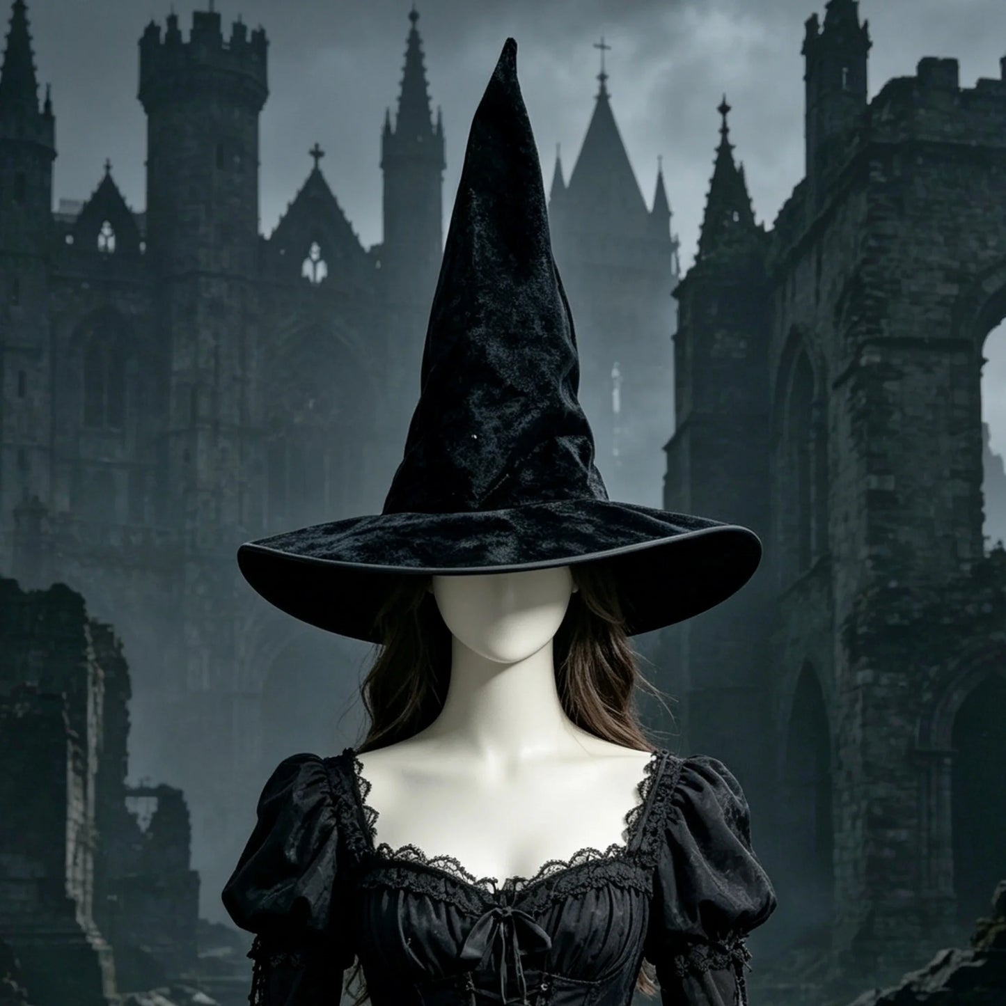 Glinda Wicked Witches Hats Black Large Ruched Witch Hat Women Costume Accessory Halloween Cosplay Party Decor - product image 4