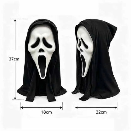 Ghost Face Scream Mask with Black Hood Latex Scary Mask Halloween Cosplay Party Haunted House Costume Prop - product image 3