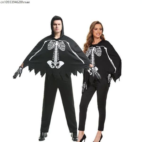 Halloween Scary Zombie Skeleton Vampire Couple Costume Mexican Day Of The Dead Skull Disguise Cosplay Dress - product image 1
