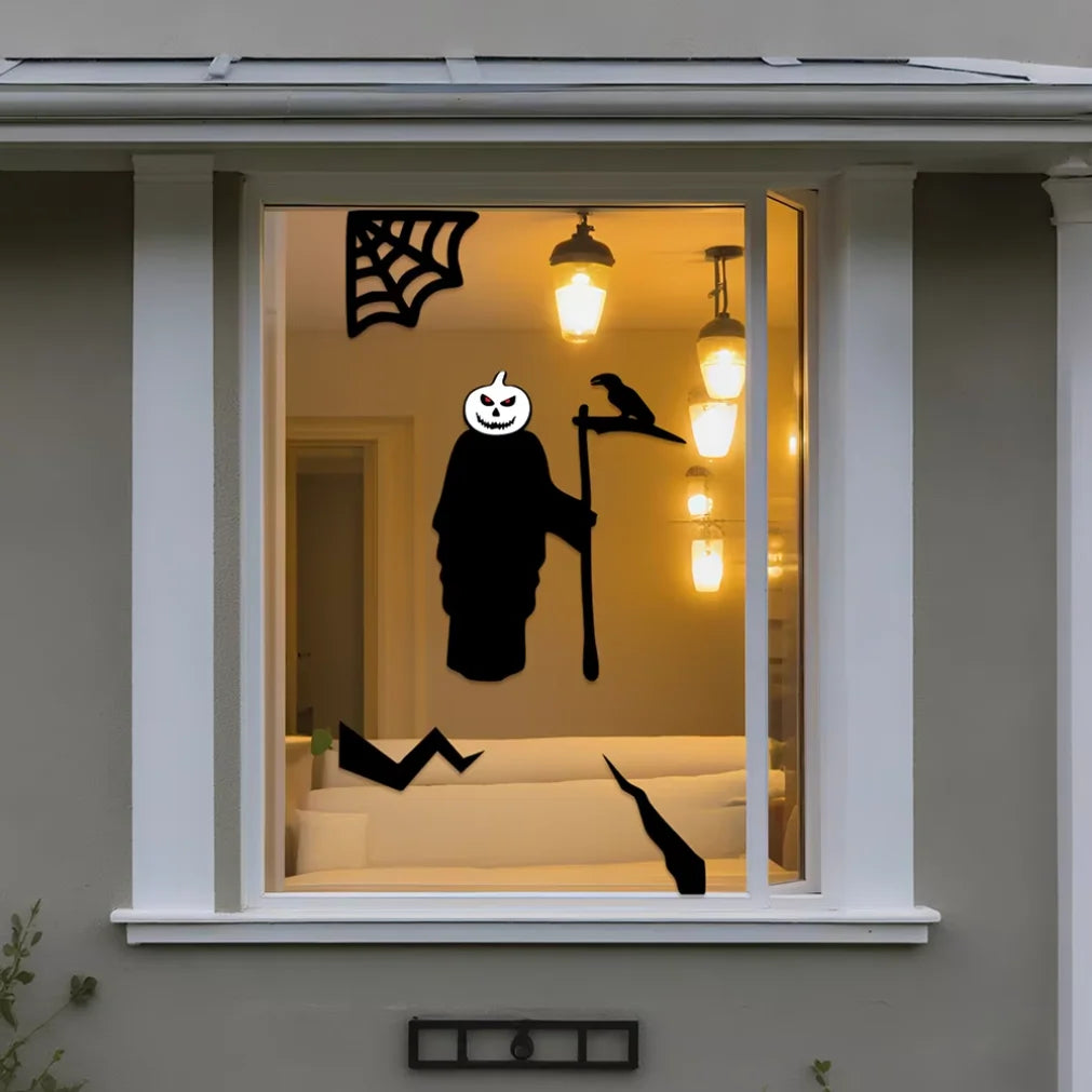 Halloween decorations room door stickers window decor skeleton hand pumpkin - product image 6