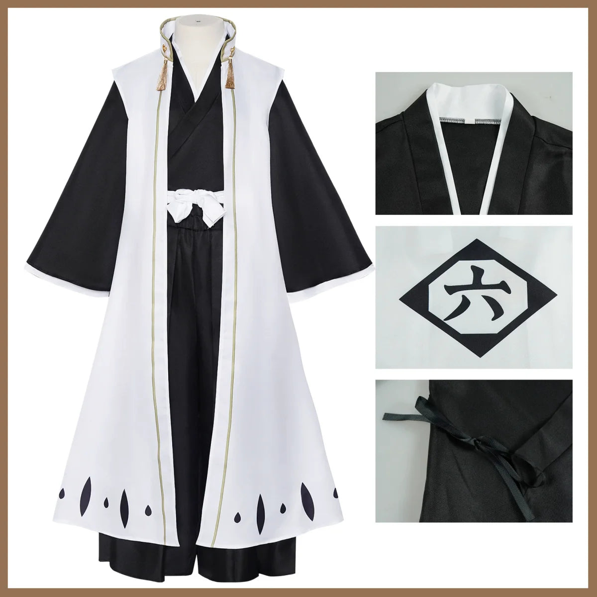 Anime Bleach Kuchiki Byakuya Costume Gotei 13 Captain White Cloak Combat Uniform Adult Man - suit / XXXL