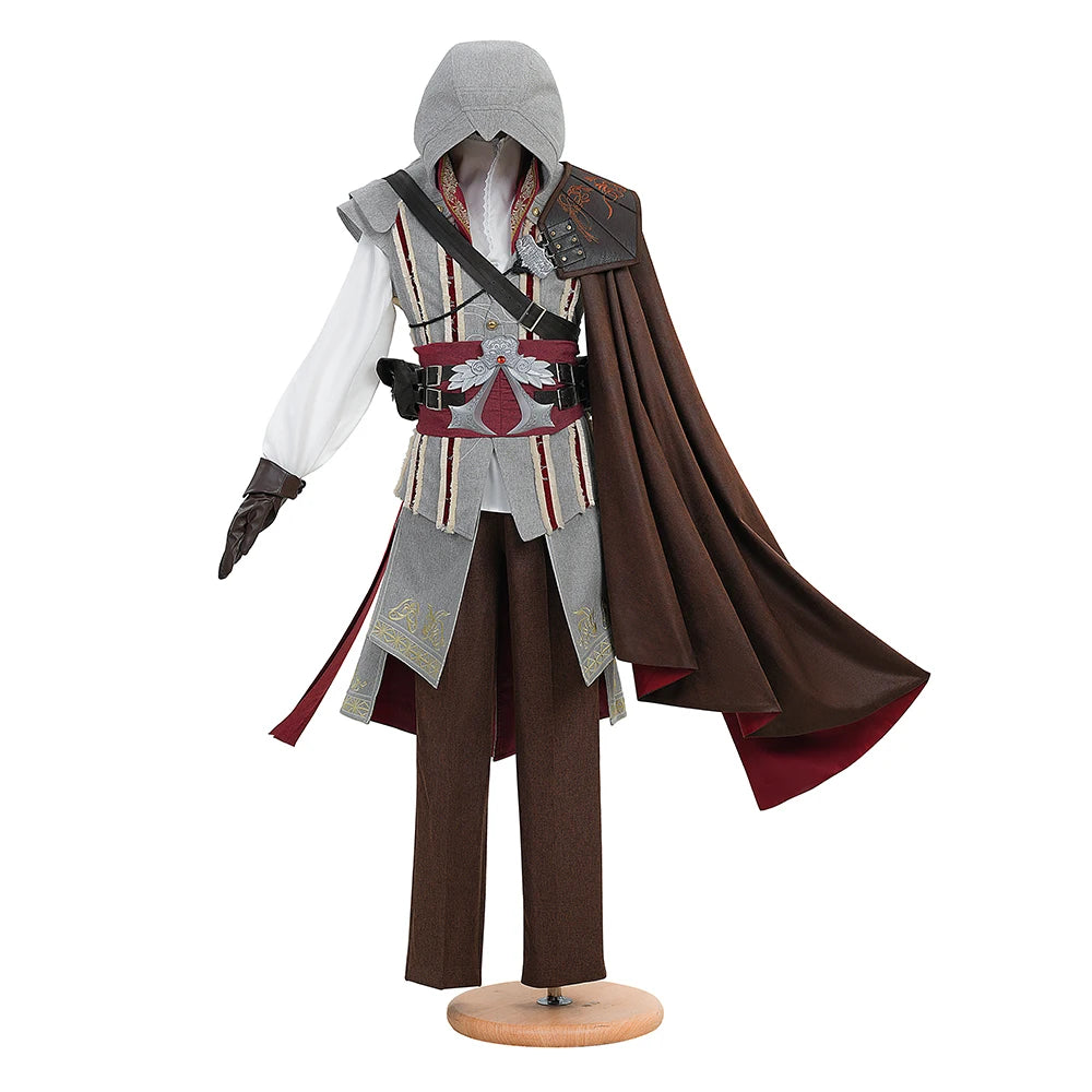 Game Ezio Auditore Costume Men Battle Uniform Ezio Suits Halloween PerformanceOutfits - Full set / XS