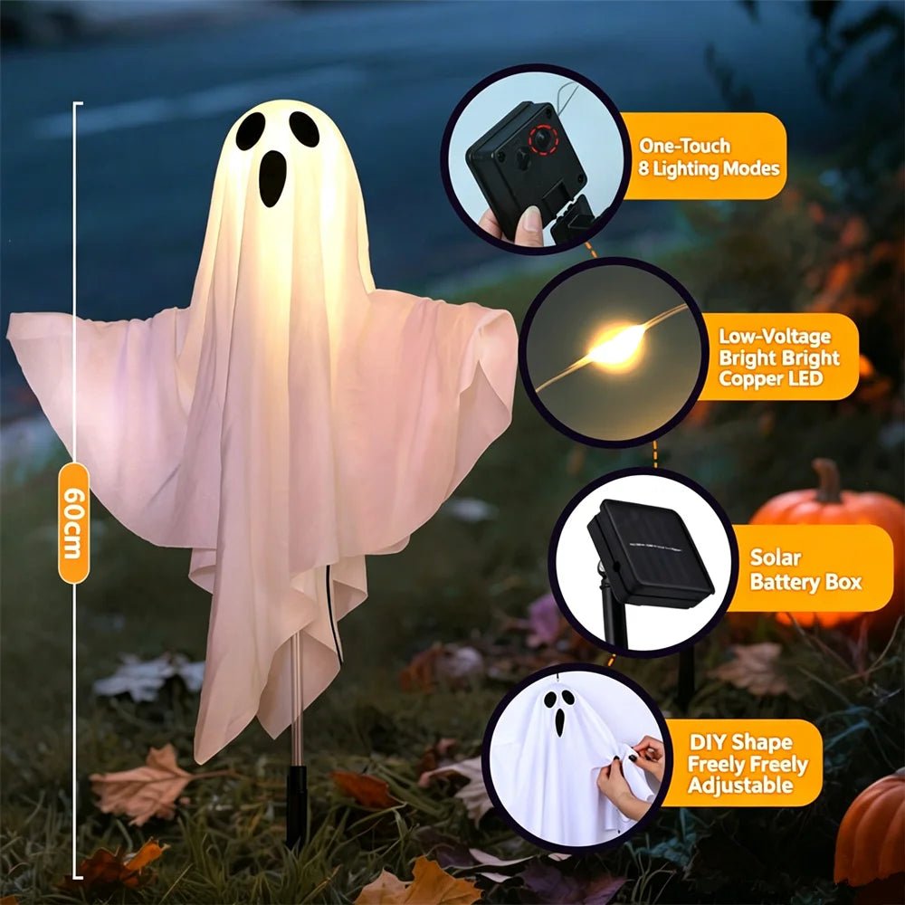 Halloween Glowing White Ghost Solar LED IP65 Waterproof Glowing Ghost Escape Scene - product image 2