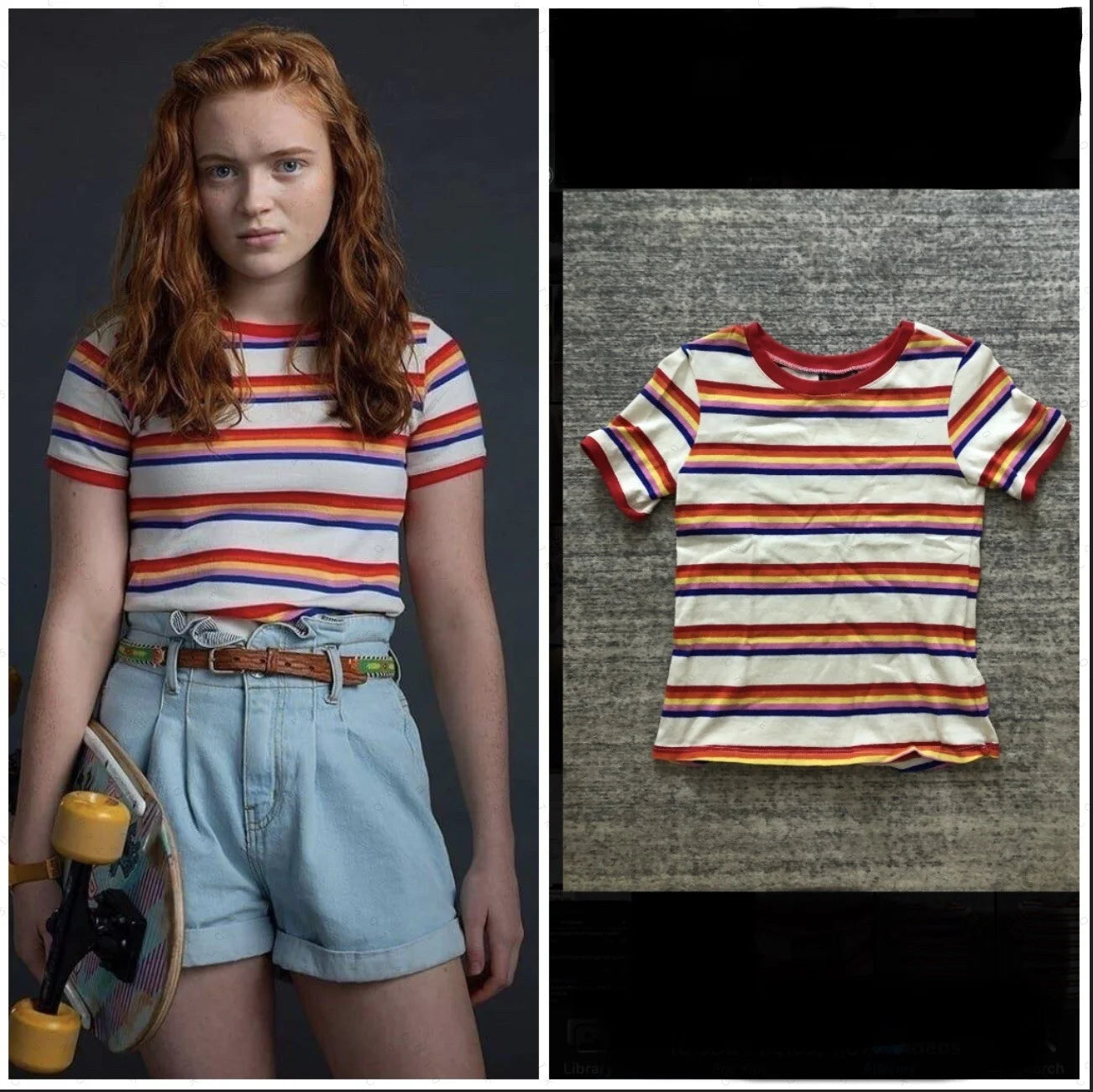 Retro 80s Striped Cosplay Costume | Colorful Striped T-Shirt & Casual Coat for Women, Men, Girls |Halloween