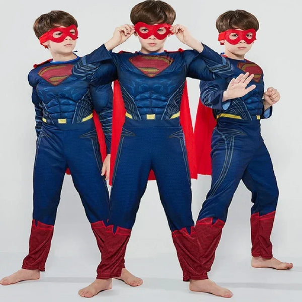 Boy Super Halloween Costume Boys Anime Superhero Dress Up Muscle Suit Girl Hero Jumpsuit - super / L