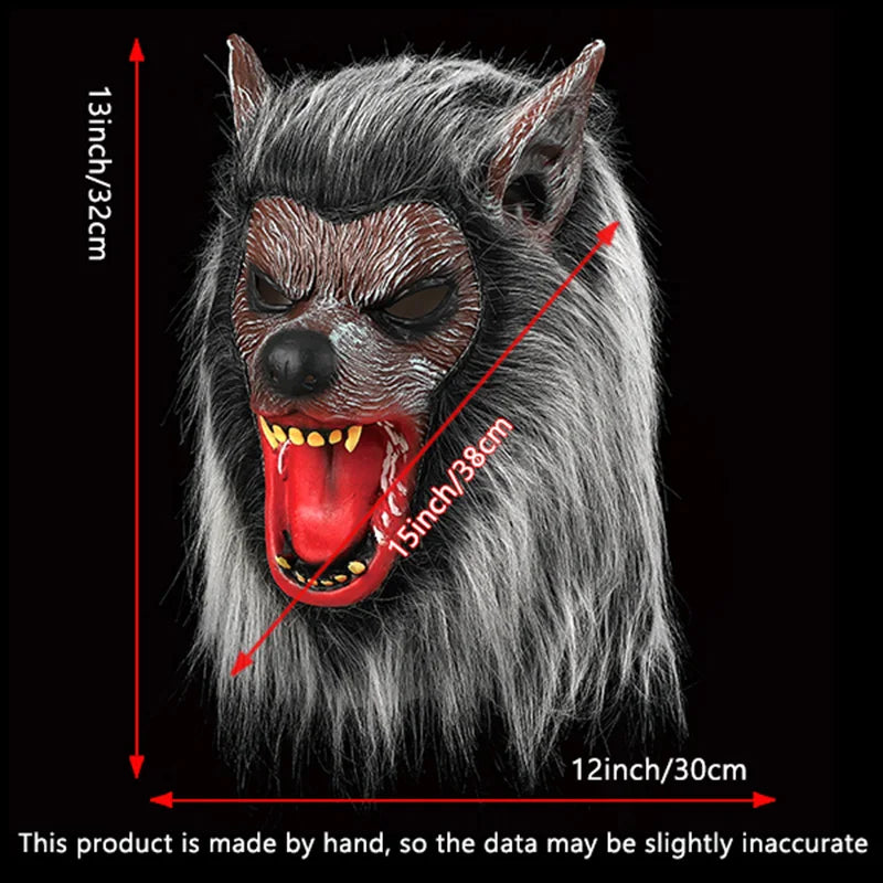 1pc Wolf Head Mask – Latex material Suitable for role-playing Stage performance, holiday party andHalloween