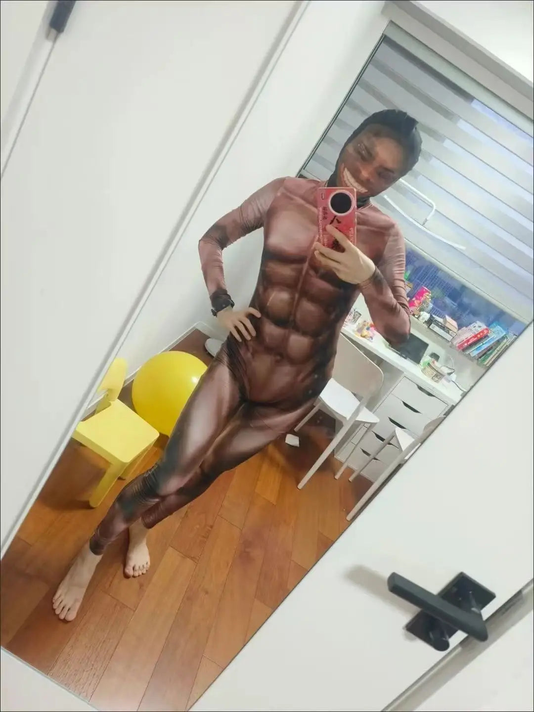 Halloween Hot Muscle Print Costume Men Suit Dress Up Sexy Fitness Catsuit Zentai Suit - A / XXXL