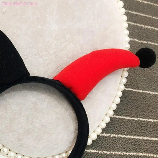 62KE Halloween Clown Color Matching Clown Horn Headband Movie Evil Hair Hoop Gothic - black red corner / China Mainland