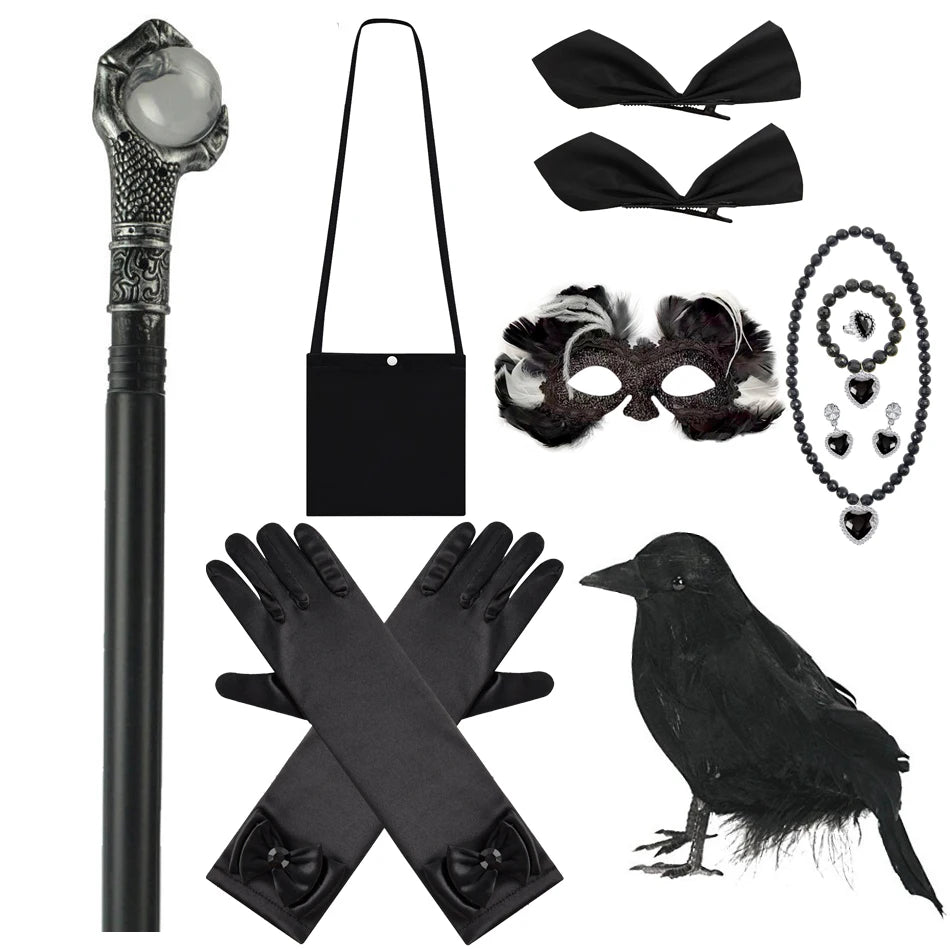 Kids' Horned Dark Fairy Queen Evil Witch Black Tulle Fantasy Costume - alternate view 10