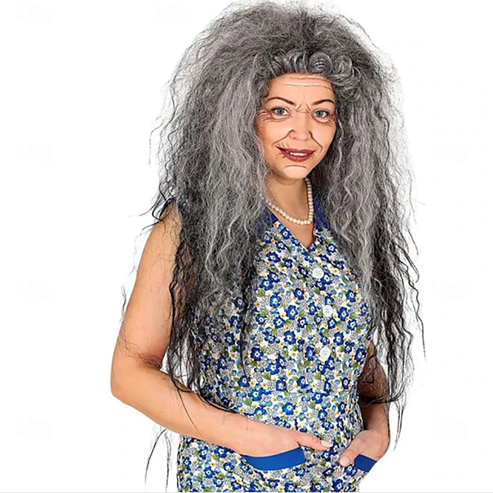 Synthetic Hair Grey Wild Witch Wig – Witch Hair Costume Parties Role