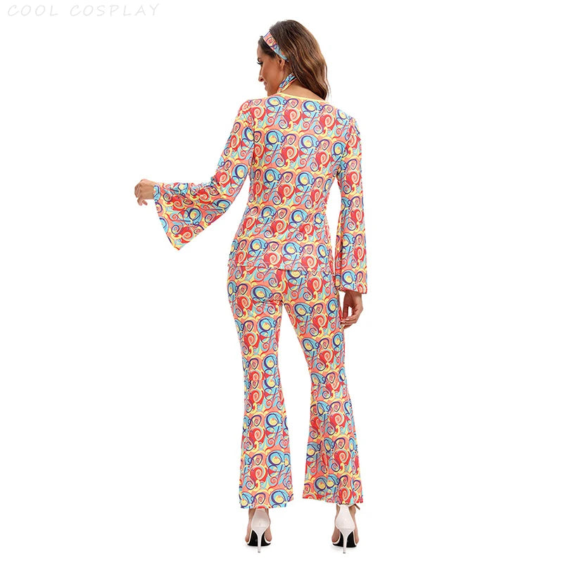 60s 70's Disco Costume for Women Men Couple Hippie Disco Cosplay Costume Up for Adult Hippie Rock Disco Night - product image 3
