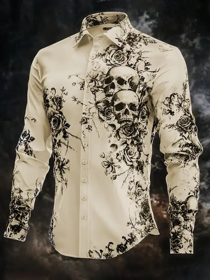 Men's Skeleton Skulls Shirt Button Long Sleeve Costume - alternate view 9