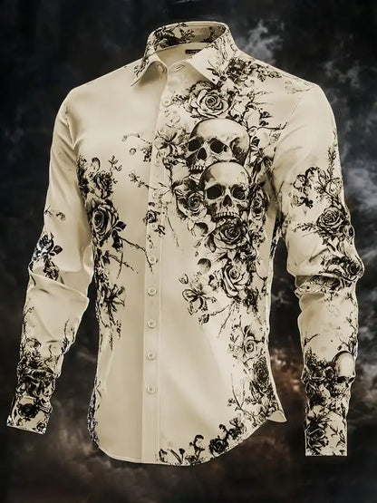 Men's Skeleton Skulls Shirt Button Long Sleeve Costume - alternate view 9