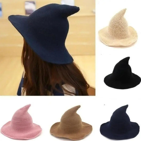 1 Pcs Vintage Halloween Woman Witch Hat Costume Wool Knit Hat Party Coseplay Masquerade Witch Hat Halloween - product image 1