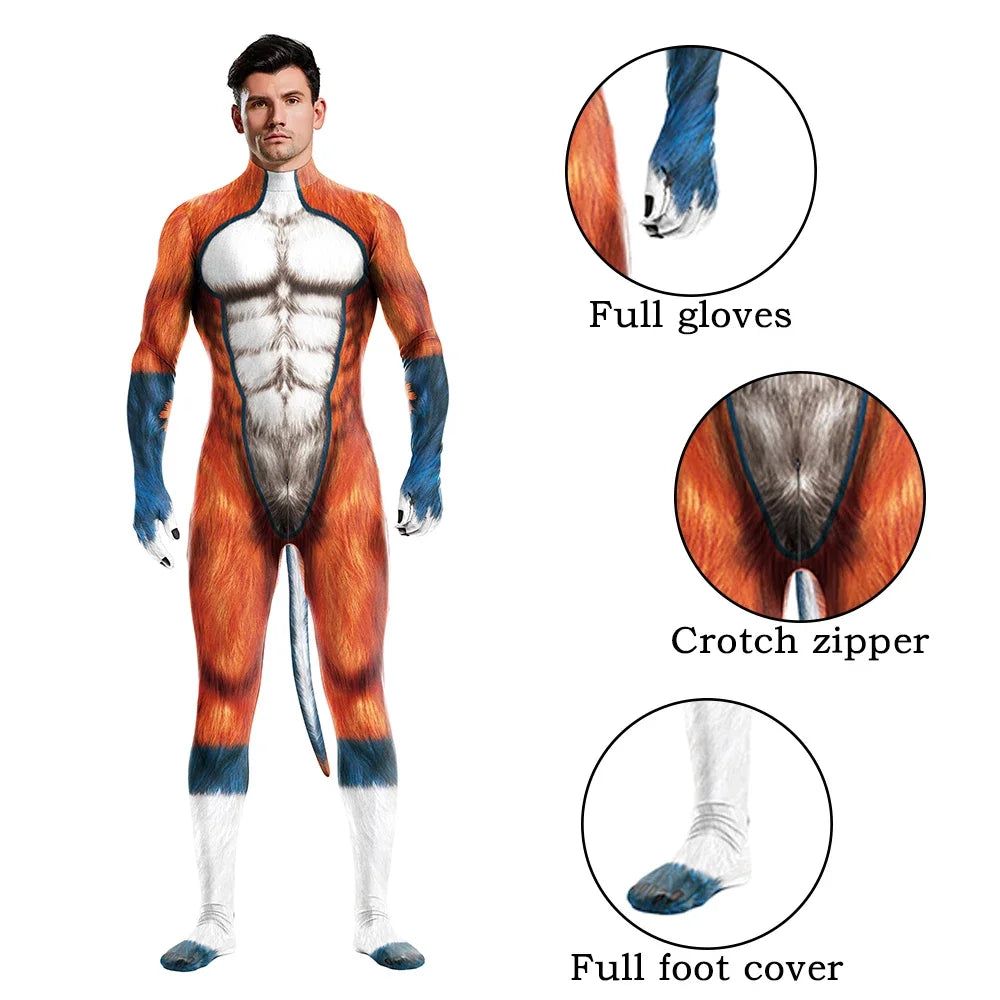 Full Cover Elastic Zentai Pet Suit Jumpsuit Print Catsuit Bodysuits Tail Purim Pet - 1014 / S