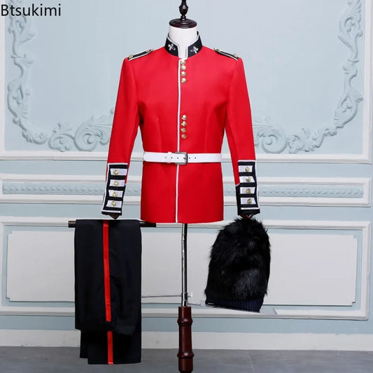 Men's British Royal Guard Uniform Tunic Jacket Guards 2-piece Costume