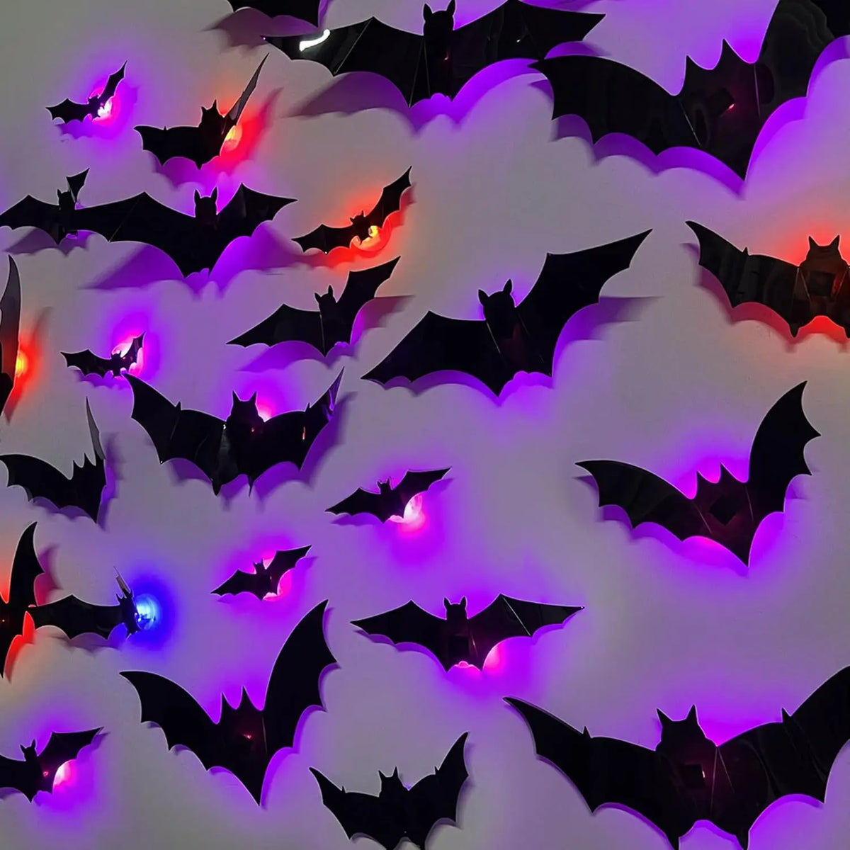 3D Bat & Spider LED Halloween Wall Night Light - 48PCS-4Boxs
