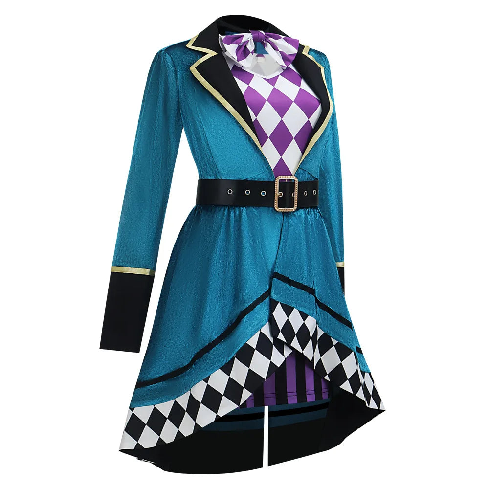 Anime Magician Clown Mad Hatter Costume Women Alice in Wonderland Costume Halloween Circus - Red / L