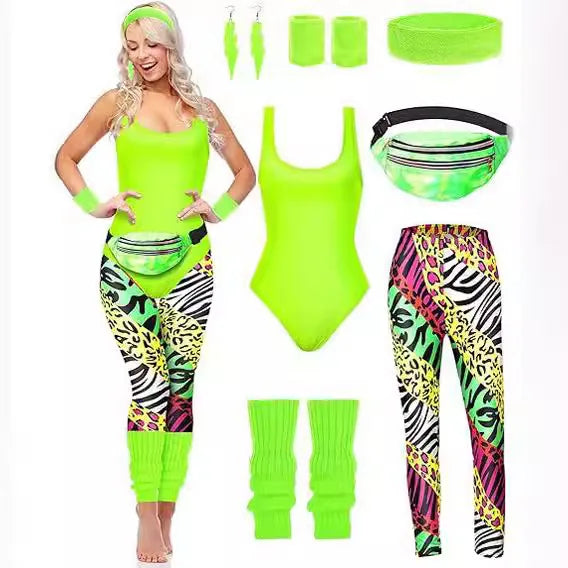 1980s Party Costume Women Sportswear Retro 80s Swimsuit Retro 80s Ladies Tracksuit Costume Set with - product image 5