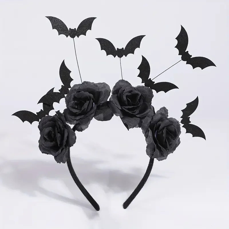 1 Halloween party headband - cute witch hat with black artificial flowers - product image 6