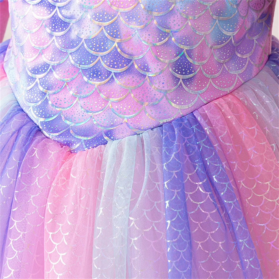 Girls Long-Sleeve Mermaid Princess Costume Dress