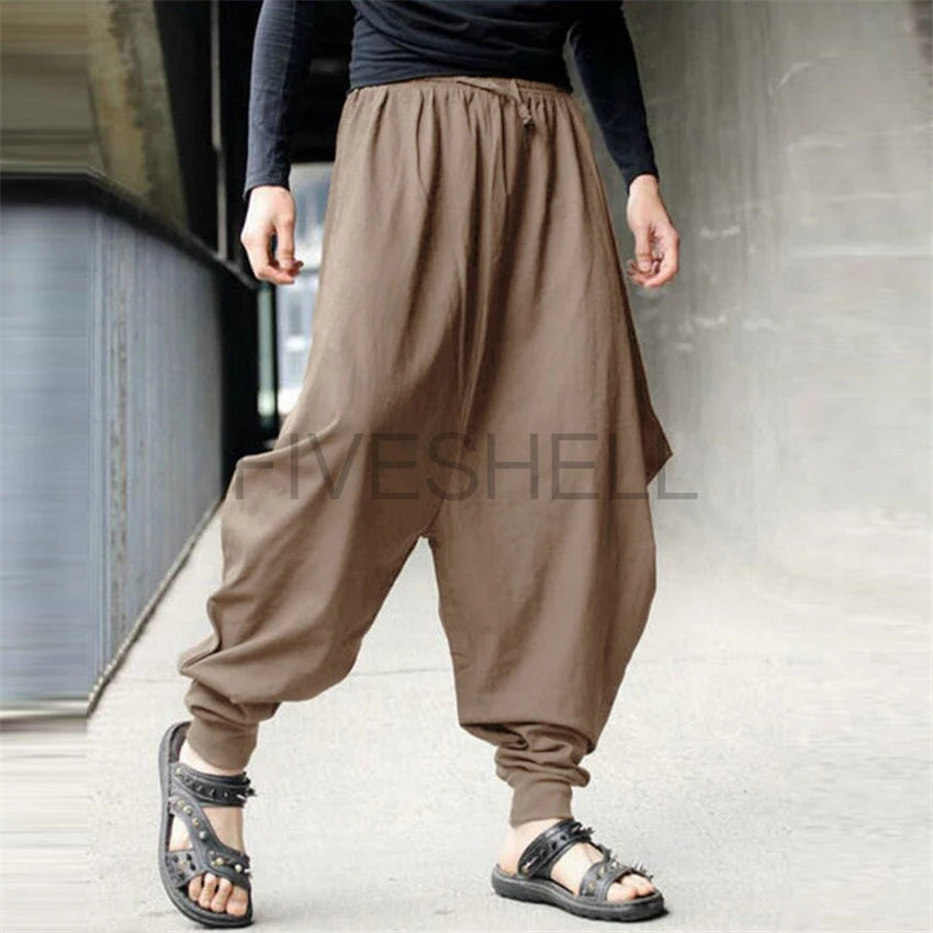 Medieval Costume Knight Costume Trousers News Men Haroun Joggers Vintage Pants Samurai - Color 1 / XXL
