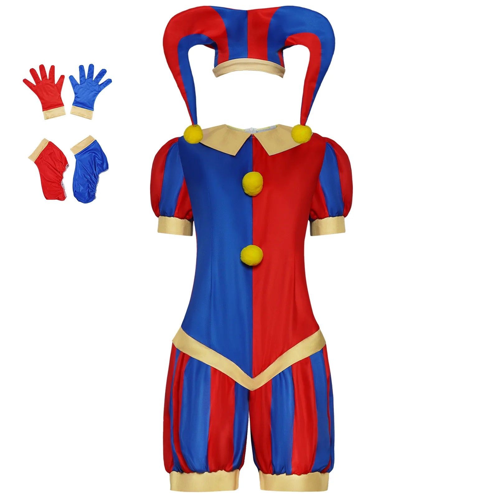 The Amazing Digital Circus Pomni Costume Women Kids Clown Outfit Halloween - Beige / L