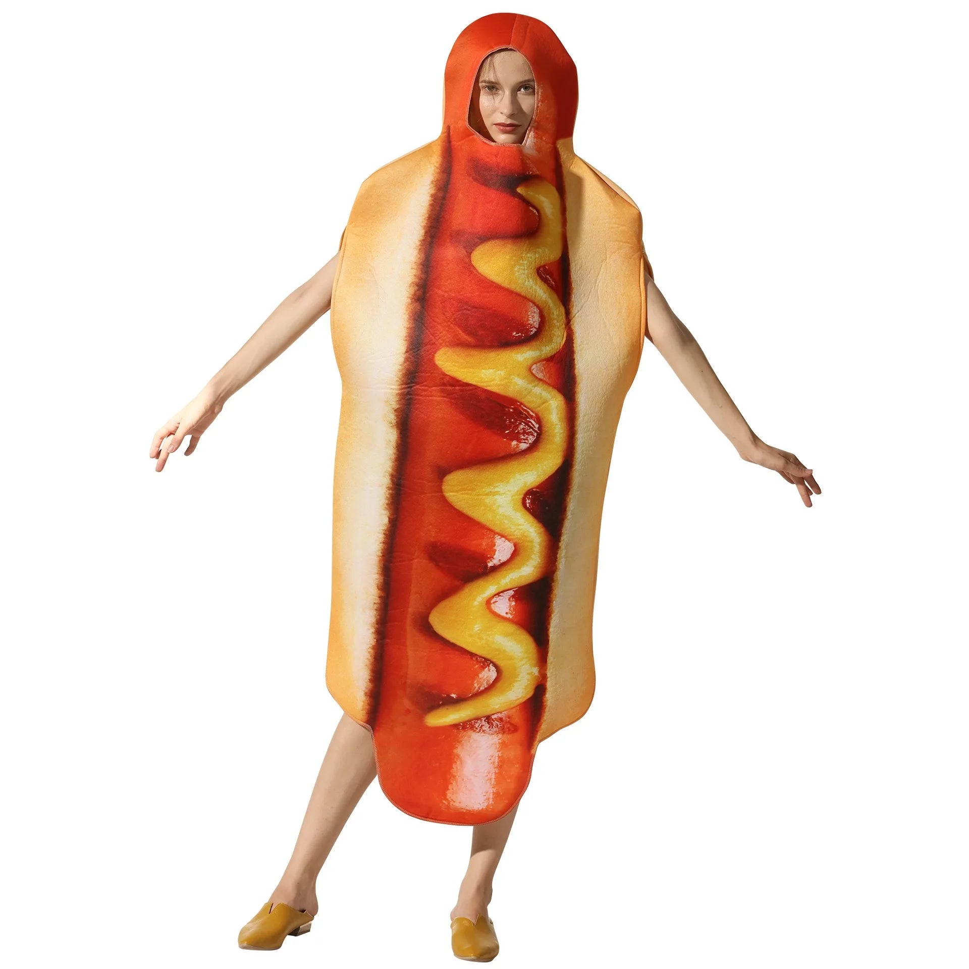 Halloween Costume Hot Dog Costume Attire Outfit One-piece Dress Performance Outfit - Hot dog packaging / One Size