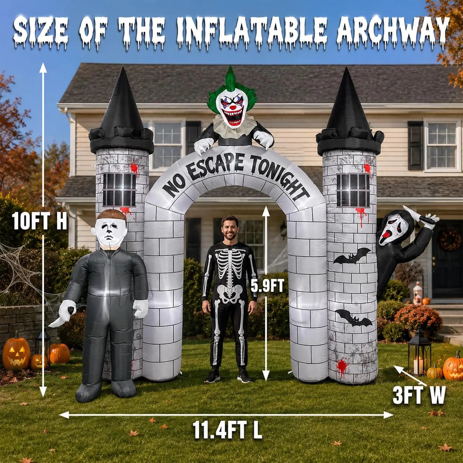Outdoor Archway Inflatable with Built-In LEDs | 10FT Blow Up Arch for