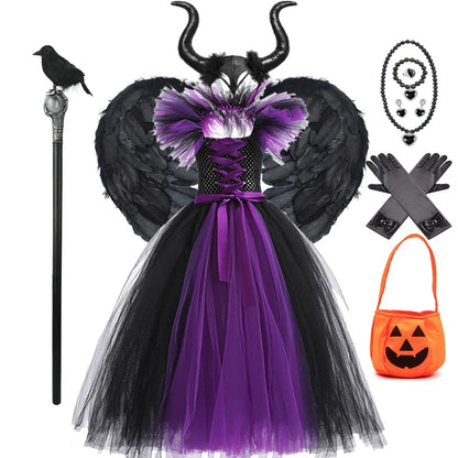 Kids' Apparel for 2025 Maleficent Tutu Dress Girl Evil Queen Witch Gown Costume - alternate view 10