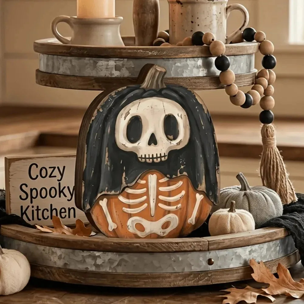 Halloween Interior Decoration Autumn Decoration Retro Wooden Blocks Shelf - product image 3