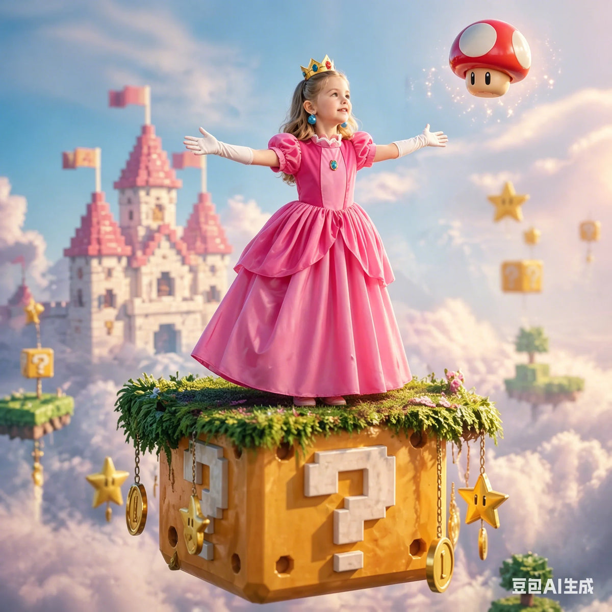 Kids' Pink Video Game Princess Halloween Costume
