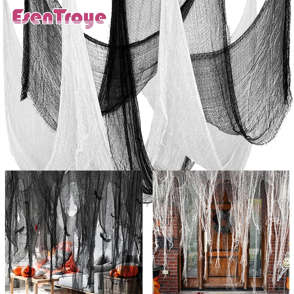 Creepy Cloth Spooky Halloween Decoration White Black Gauze Window Door Cover - product image 1