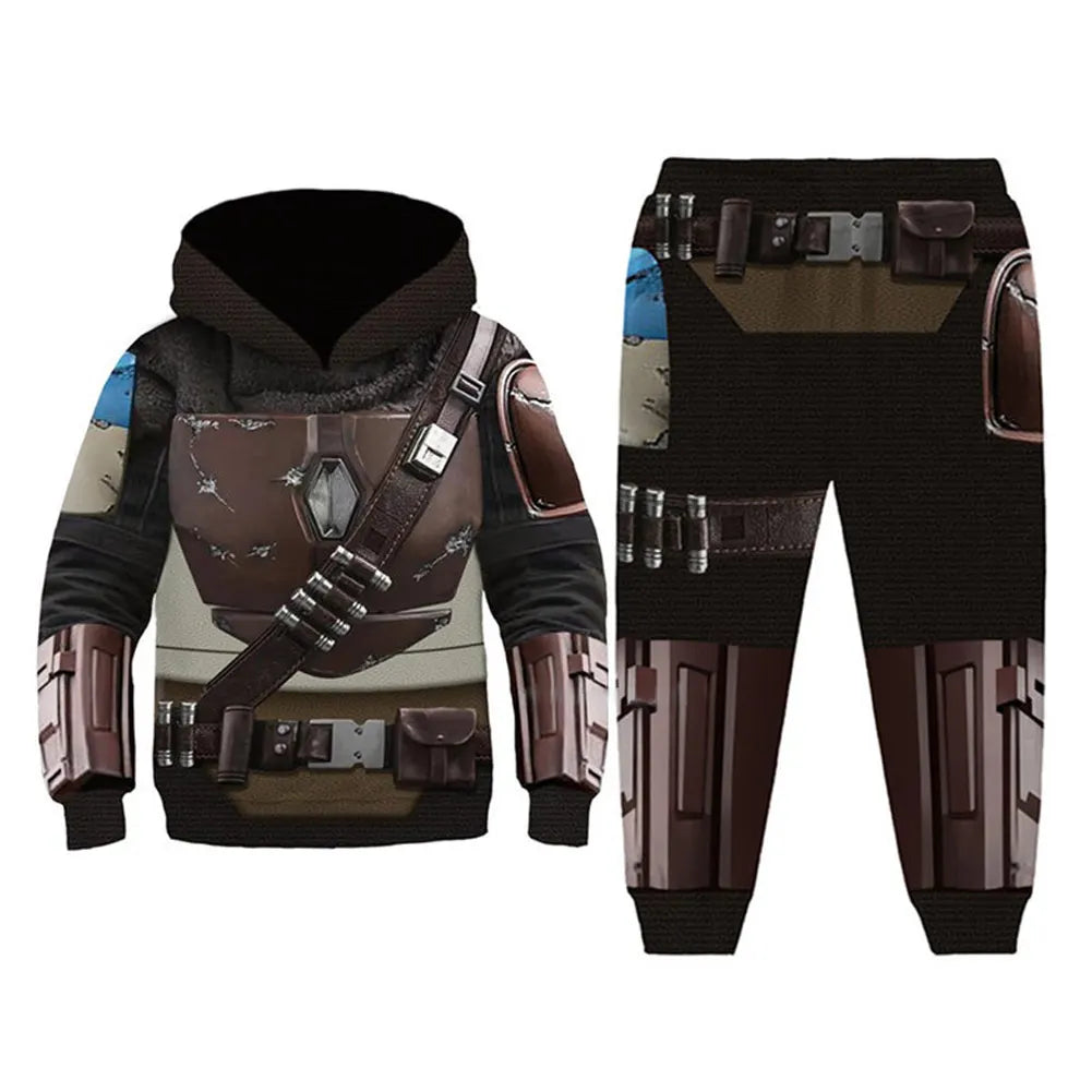 Din Djarin Costume Adult Kids Battle Armor Printed Hoodie Pant Movie Space Bounty Hunter - Hoodie A / XXXL