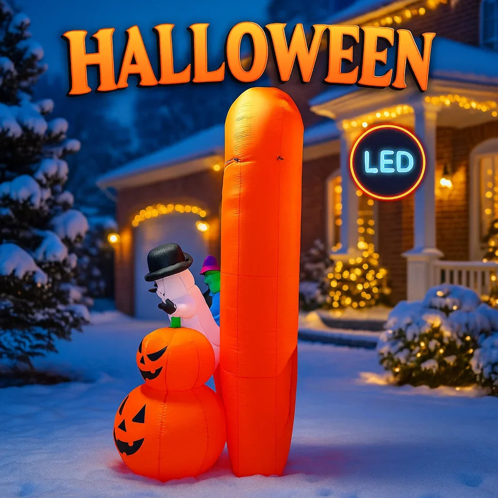 12FT Giant Halloween Inflatable Pumpkin Arch Ghost Toy Witch Decoration LED Lights Yard Lawn Decor Home Party Supplies Ornaments