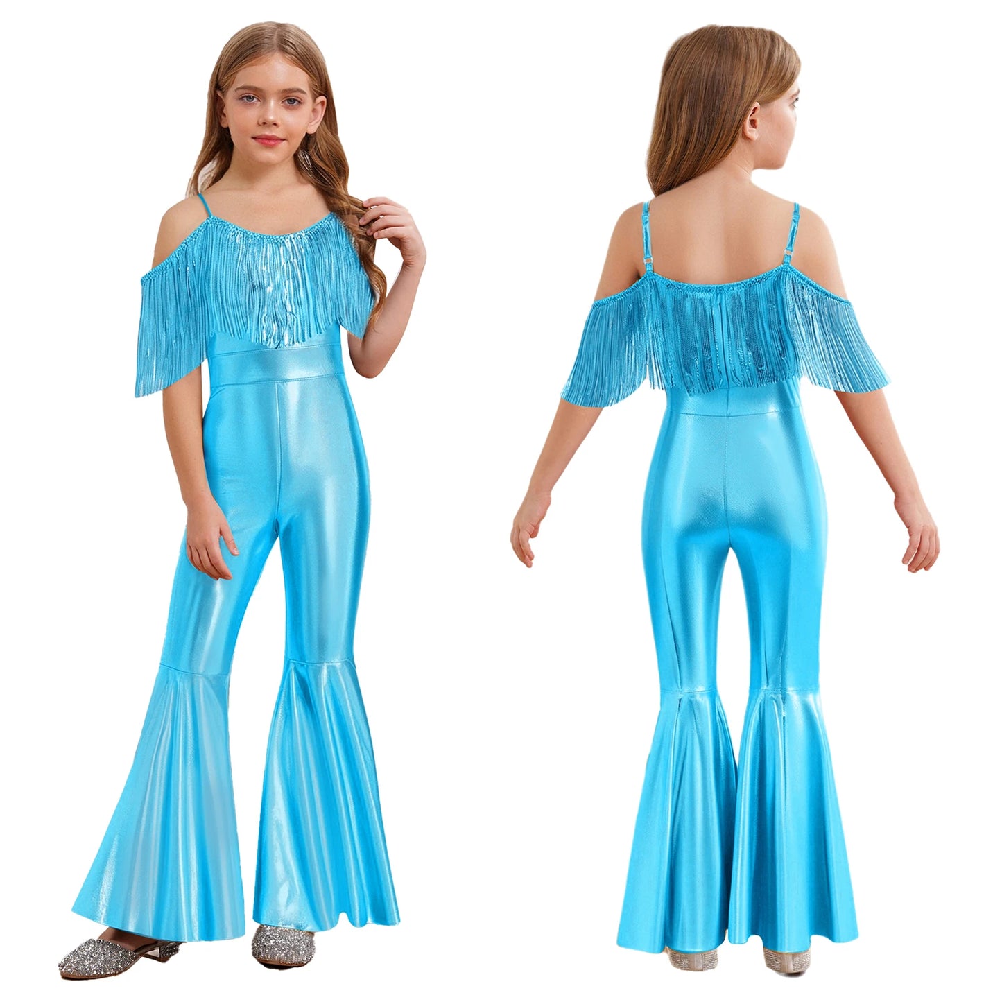 Kids' Disco Shiny Hippie Sleeveless Sequins Tassels 70s 80s Costume - alternate view 17