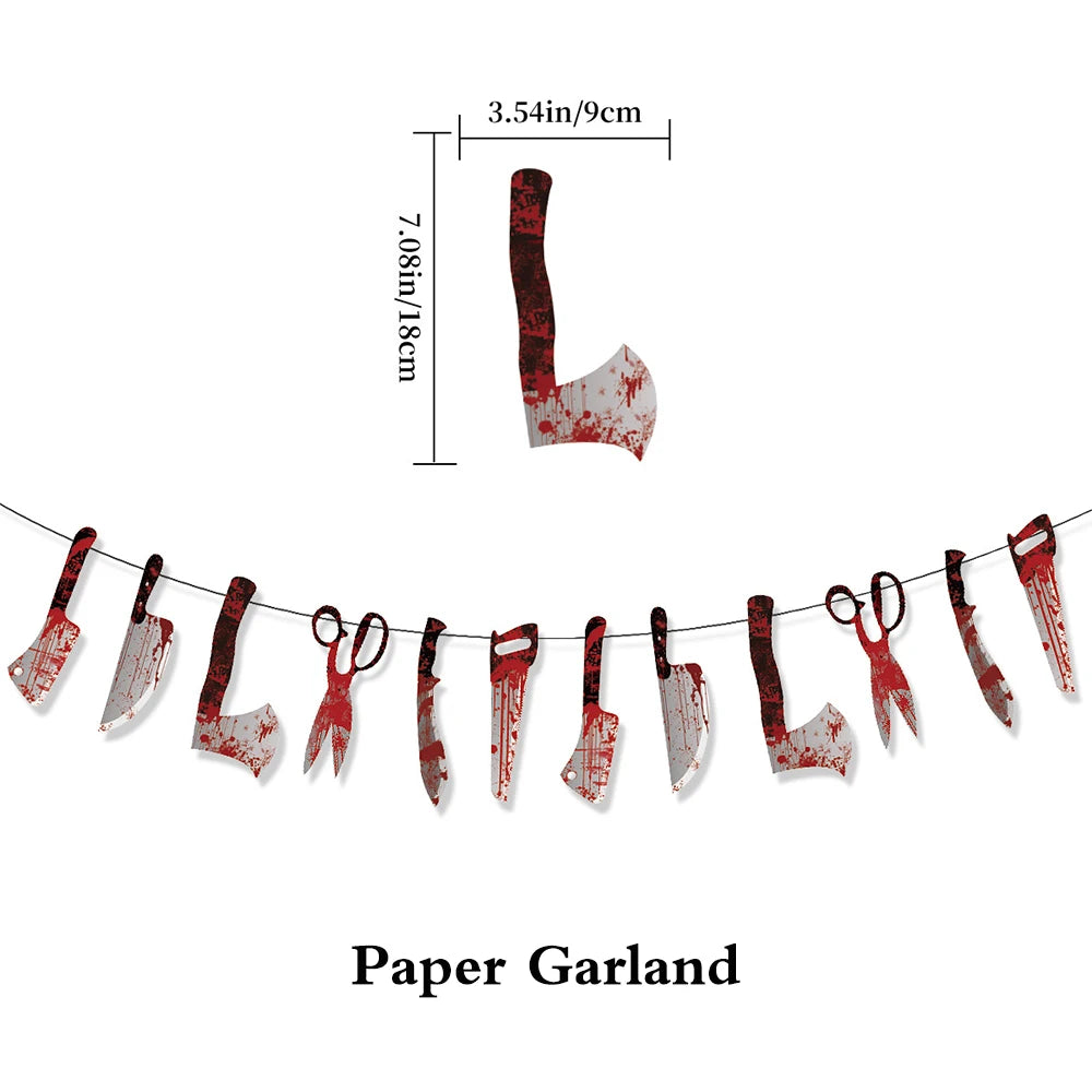 Halloween Party Decoration Happy Halloween Banner Bloody Butcher Knife Killer - product image 4