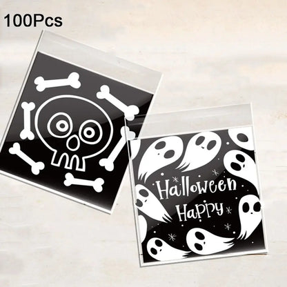 100Pcs Plastic Halloween Candy Bags Self-adhesive Clear Trick or Treat Bags Ghost Halloween Series Candy - product image 8