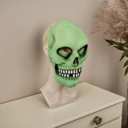Horror Face Skeleton Mask Adult Demon Evil Zombie Glow The Dark Ghost Costume Scary Halloween Prop Green - product image 1