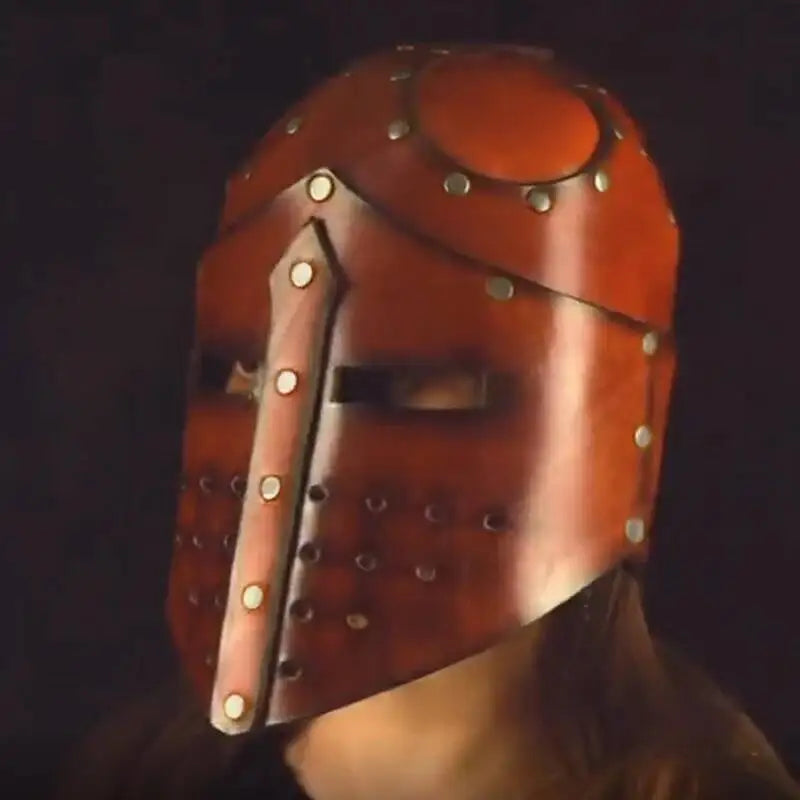 Knight Templar Medieval Crusader Helmet Viking Pirate Warrior Leather Head Armor Mask Hat - View 6