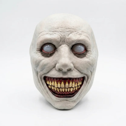 Horror Smiling Demon Face Mask Creepy Halloween Costume Props Evil Costume Accessories - white