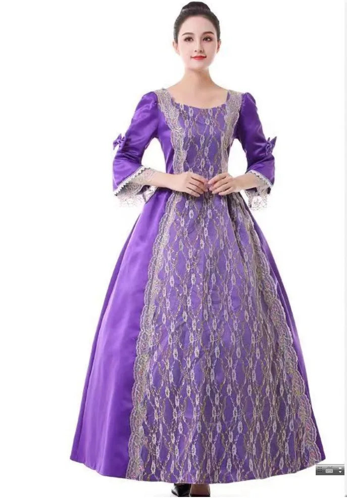 Halloween Costume for Adult Women's Palace Court Medieval Renaissance Retro Gothic - color 13 / XXL