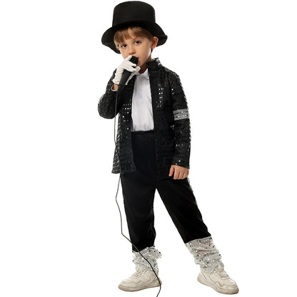 Child Michael Military Jacket Halloween Dress Up Smooth Criminal Cosplay Boy Michael Jackson Beat It Billie Jean Costume