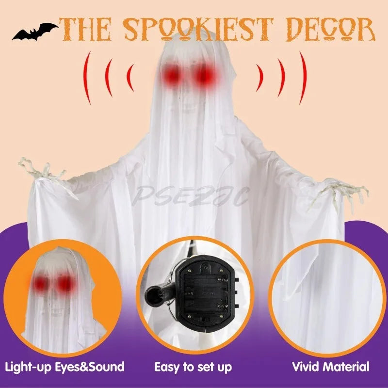 Halloween Voice Controlled Luminous Sound Standing Swinging Ghost 5.6 Ft Terrifying Venue Decoration and Props