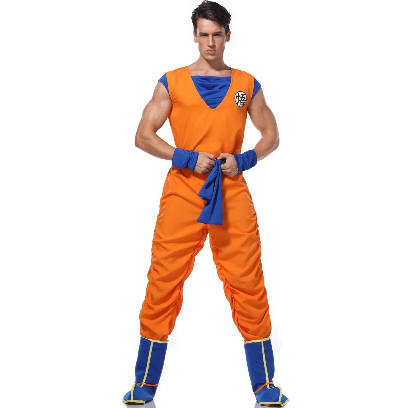 Adult Man Halloween Japanese Anime Son Spiky-Haired Martial Arts Hero Costume Superheroes Orange Jumpsuit Up - View 5