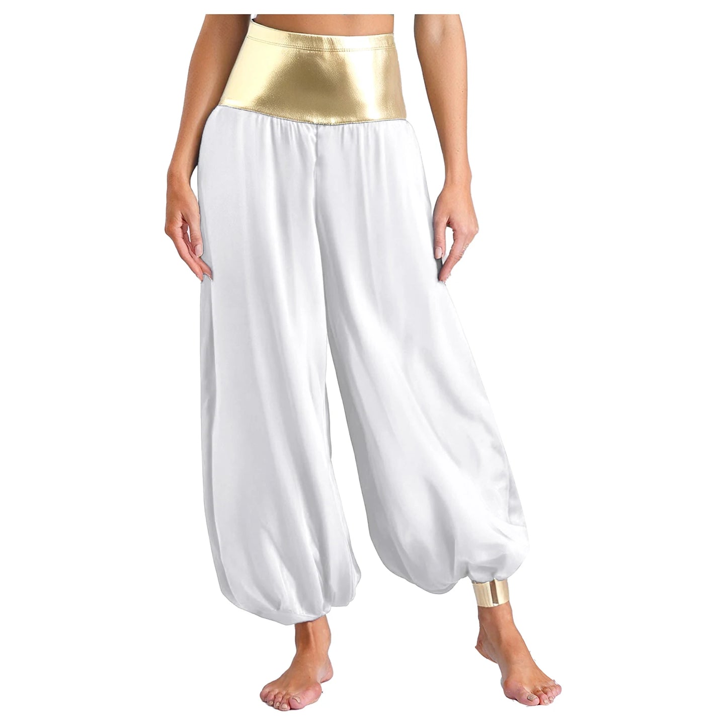 Adult Hippie Arabian Bloomer Pants Harem Metallic ShinyArab Indian Costume - alternate view 2