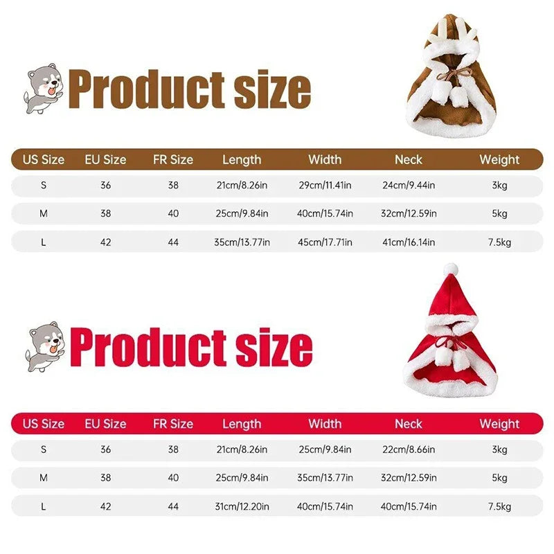 Cat Costume Santa Costume Transformed Cat / Dog Pet Cape Dress Up Red Scarf Cloak Props - Brown / L
