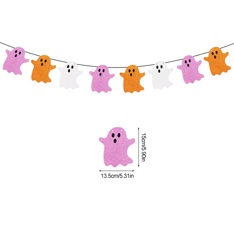 1set Halloween Decoration Banner Bunting Scary Spider Ghost Bat Hanging - product image 14