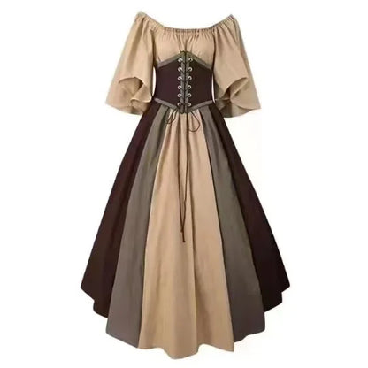 Women's Medieval Retro Contrasting Color Slim Swing Shoulder Costume - alternate view 18